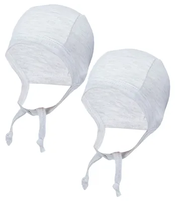 Produktbild von TupTam Unisex Baby Erstlingsmütze zum Binden 2er Pack, Farbe: Grau Meliert, Größe: 50-56