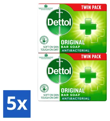 Image de 5 savons Dettol - Original - Antibactérien - 100g - Pack économique - 5 pièces
