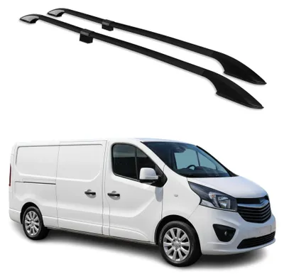 Image de Barres de toit longitudinales pour Opel Vivaro II 2014-2019 L2 LWB L2 Alu Noir