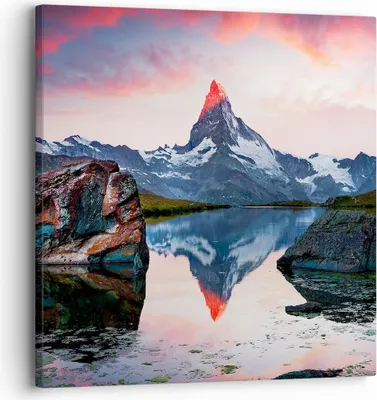 Produktbild von Bild auf Leinwand - Leinwandbild - Berge Felsen Wasser - 30x30cm - Wand Bild - Wanddeko - Wandbilder - Leinwanddruck - Bilder - Kunstdruck - Wanddekoration - Leinwand bilder - Wandkunst - AC30x30-3892