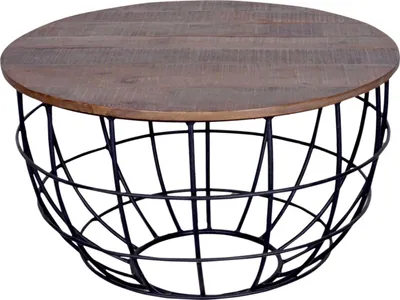 Produktbild von Soma Couchtisch Wohnzimmer-Tisch rund Lexington ø 80 cm Metall Gestell Massivholz Tischplatte (BxHxL) 80 x 50 x 80 cm braun - bassano