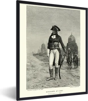 Produktbild von MuchoWow® Gerahmtes Poster Illustration von Napoleon Bonaparte auf einem antiken Display 60x80 cm - Poster mit Schwarzem Bilderrahmen Wandposter Rahmen Foto Bilder - Premium - Wanddeko Wohnzimmer