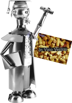 Immagine prodotto di Brubaker portabottiglie vino esame di laurea oggetto decorativo portabottiglie in metallo con biglietto d'auguri per vino regalo