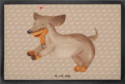 Produktbild von Mr. & Mrs. Panda fußmatte Hund Dackel 60 x 90 cm - Hundeglück - Geschenk, Sprüche, Schmutzmatte, Dachshund, Herz, Bodenvorleger, Schmutzfangmatte, Fußabtreter, Gummimatte