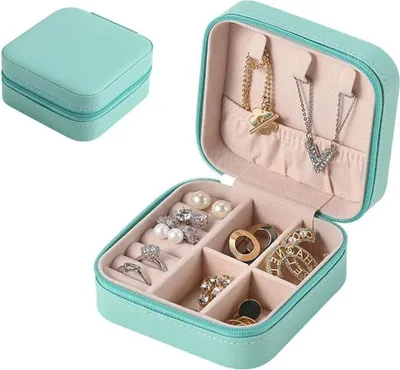 Produktbild von Reise Schmuckkoffer,Kleine Schmuckschatulle für Damen,Schmuck Reise Organizer,Tragbarer Reise Schmuckbox,Mini Schmuckaufbewahrung Ohrringe,für Ringe,Ohrringe,Halsketten,Armbänder