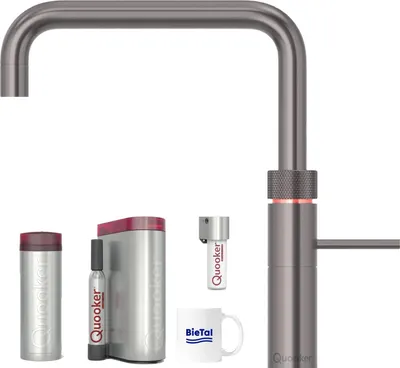 Produktbild von Quooker Wasserhahn Fusion Square Gunmetal & PRO3 & Sprudelwasser CUBE mit Filter