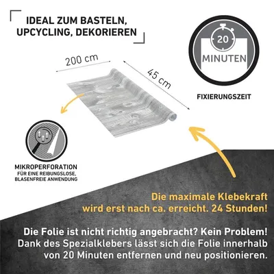 Produktbild von Perfect Fix® Klebefolie Brett grau - 90x210cm
