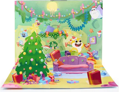 Produktbild von WOWWEE – Baby Shark Adventskalender (Baby Shark Big Show) 24 Überraschungsgeschenke – Offizielle Baby Shark Lizenz – Größe 40 x 30 x 8 cm – Weihnachten – Dekoration