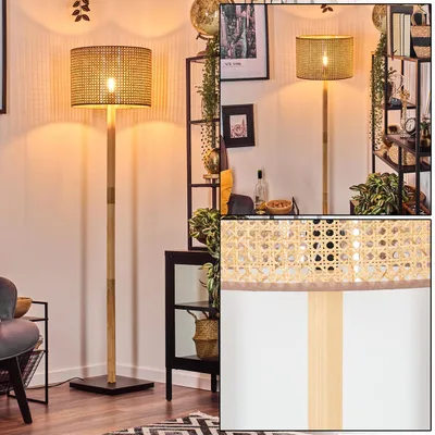 Produktbild von Varoni Stehlampe aus Holz/Metall/Rattan/Wienergeflecht in Natur/Schwarz/Beige