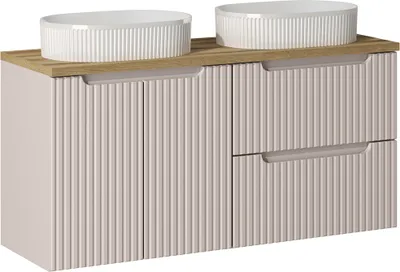 Produktbild von Waschtisch 120cm mit Keramikwaschbecken, kaschmir und Eiche, NEWPORT-56-CASHMERE