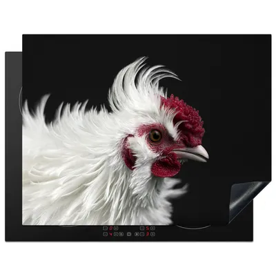 Produktbild von KitchenYeah© Herdabdeckplatte Huhn - Vogel - Schwarz , 77x59cm, Küche Deko, Glaskeramikkochfeld Herdabdeckung, Abdeckplatte fùr Kochfeld