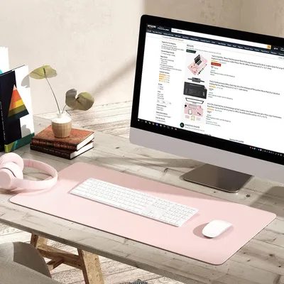 Produktbild von OKWISH Schreibtischunterlage für Schreibtisch Tischunterlage 80 x 40 cm Unterlage Groß Schreibtischmatte Schreibunterlage Mauspad Büro Zuhause, Rosa