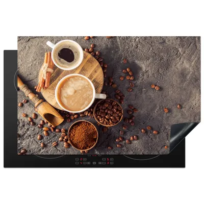 Produktbild von KitchenYeah© Herdabdeckplatte Kaffee - Beton - Kaffeebohnen , 80x52cm, Küche Deko, Glaskeramikkochfeld Herdabdeckung, Abdeckplatte fùr Kochfeld
