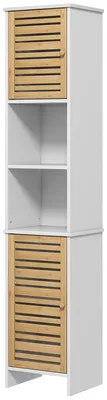 Produktbild von 170 cm hoher Badezimmerschrank mit 2 Schr?nken und verstellbaren Einlegeb?den, offenen F?chern, fš¹r W?sche, Wei?