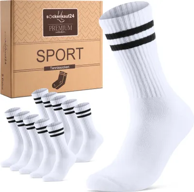 Produktbild von Tennissocken 5 Paar Premium Sportsocken Damen & Herren Crew Socks Sort.2-/Weiß-/43-46