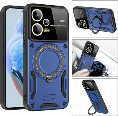 Produktbild von Rüstung Handyhülle für Xiaomi Redmi Note 12 Pro 5G Dual-Layer Ringhalter Ständer Hülle Schwarz