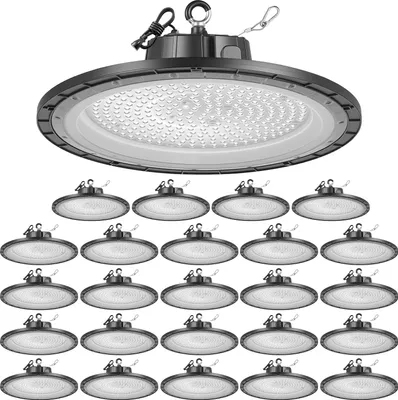 Obrázek produktu pro VEVOR 20 balení LED reflektorů, 5000 K, 150 W, 21000 lm, UFO LED osvětlení, IP65 vodotěsné, 100-277 V široké napětí pro sklady, dílny, továrny, tělocvičny, garáže, stodoly