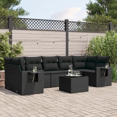 Produktbild von 8-tlg. Garten-Sofagarnitur mit Kissen Schwarz Poly Rattan 3219934