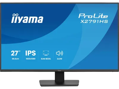 Produktbild von iiyama ProLite X2791HS-B1 - LED-Monitor - 68.6 cm (27") - 1920 x 1080 Full HD (1080p) @ 120 Hz - IPS - 350 cd/m² - 1500:1 - 1 ms - HDMI, DisplayPort - Lautsprecher - Schwarz, Matte