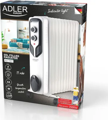 Immagine prodotto di Adler AD 7817 Stufa elettrica per interni bianca 2500 W Stufa elettrica ad olio
