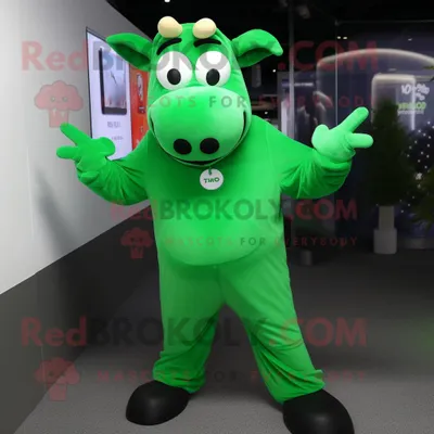 Produktbild von Grüne REDBROKOLY Kuh Maskottchen Kostüm figur mit Kapuzenpullover und Manschettenknöpfen