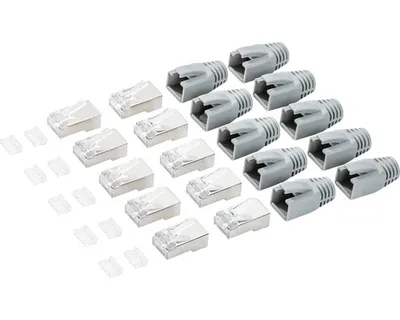 Produktbild von RJ45 Stecker (8p8c) geschirmt CAT.6 grau 10 Stück