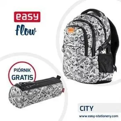 Zdjęcie produktu dla Plecak szkolny. młodzieżowy biało-czarny Easy piórnik GRATIS - praca zbiorowa