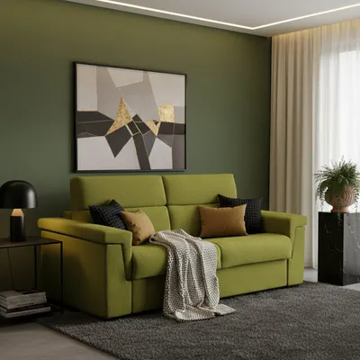 Immagine prodotto di Benedetto - Divano Letto 3 Posti, 225x95 cm Verde, Sfoderabile Italy