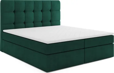 Produktbild von MR GROUP Boxspringbett mit Bettkasten, KAROLINA, 140x200, grün, H3, Samtstoff, Polsterbett mit Matratze und Topper Doppelbett Bett für Schlafzimmer