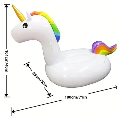 Produktbild von Großes aufblasbares Einhorn – Riesen Pool- und Strandfloß für 2-3 Personen, Sommer Spaß, Foto-Requisiten, Strandparty Zubehör , 180cmx110cm