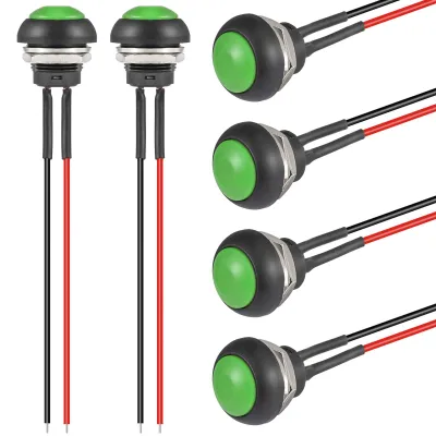 12 mm Momentan-Druckschalter, grün, 3A/250V AC, wasserdicht, 6 Stück