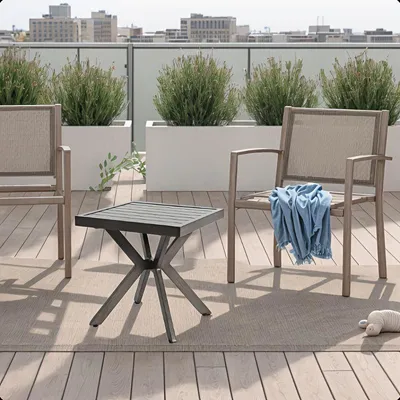 Image de Table d'appoint – Table d'appoint gris foncé en aluminium résistant aux intempéries
