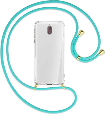 Produktbild von Handykette Backcover-Schutzhülle mit Band (Metall goldfarben) für Nokia 3.1 - türkis