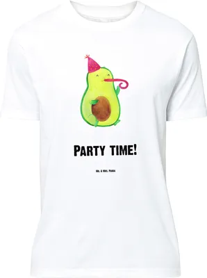 Produktbild von Mr. & Mrs. Panda Größe L T-Shirt Avocado Party Zeit - Weiß - Geschenk, Tshirt, Geburtstag, Genießen, Happy Birthday, Shirt, mit Spruch, Schulabschluss