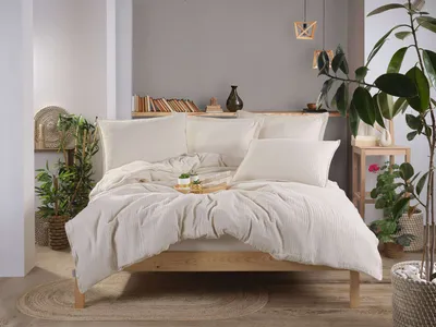 Produktbild von L'Essentiel Linge de Maison, Muslin - Cream, Musselin-Doppelbettbezug-Set, Creme, 100% BAUMWOLLE, 200 x 220 cm
