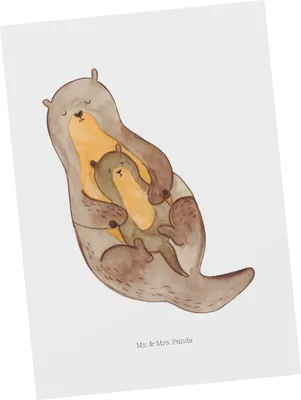 Produktbild von Mr. & Mrs. Panda Postkarte Otter Kind - Weiß - Geschenk, Baby, Mutter, Ansichtskarten, Familie, Postkarten, Mama, Grußkarte, Ansichtskarte, einzelkarte, Tochter