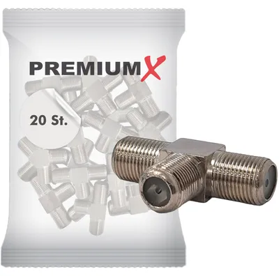 Produktbild von PremiumX 20x T-Verteiler 3x F-Buchse Splitter Verbinder für Koax- und Antennenkabel