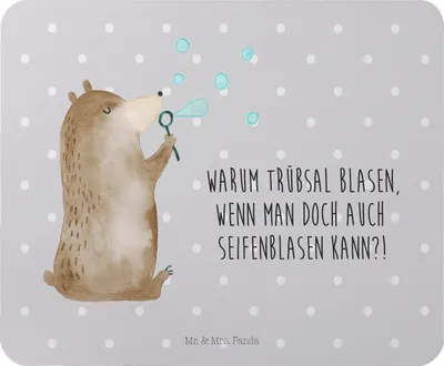 Produktbild von Mr. & Mrs. Panda Mouse Pad Bär Seifenblasen - Grau Pastell - Geschenk, mousematte, Mousepad, Teddy, pc, Mauspad, laptop, Lustig Sein Glücklich Traurig Happy