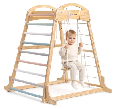 Produktbild von Kinder Klettergerüst - Indoor Spiel- und Kletterset XXL - Mit Schaukel - Klettergitter und Leiter - Kunststoff - Für Kinder von 3–12 Jahren -