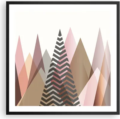 Produktbild von Gerahmtes Poster - Schwarzer Rahmen - Berge Dreiecke Abstraktion - 60x60 cm - Wand Bild - Wanddeko - Wandbilder - Kunstposter - Wandposter - Bilderrahmen - Bilder - Kunstdruck - P2BAC60x60-4402