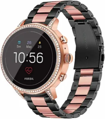 Produktbild von Strap-it Stahlarmband - Kompatibel mit Fossil Gen 5e Armband 42mm Fossil uhrenarmband Fossil ersatzarmband Edelstahl für Smartwatch 18mm Armband Schwarz18mm