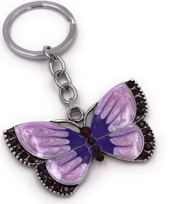 Immagine prodotto di Onwomania portachiavi farfalla viola farfalla strass argento ciondolo portachiavi