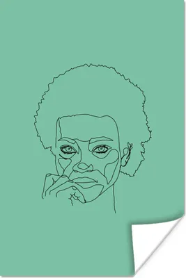 Produktbild von MuchoWow® Poster Frauen - Grün - Linienkunst 80x120 cm - Papierdruck