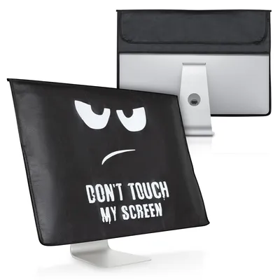 Produktbild von kwmobile Hülle kompatibel mit 24-26" Monitor - mit 2 Fächern auf Rückseite - Schutzhülle Don't touch my Screen Weiß Schwarz