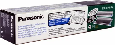 Zdjęcie produktu dla Panasonic KX-FA55X, 280 stron(y), Czarny, KX-FC 195; KX-FM 189; KX-FP 150, 151, 152, 155, 181, 185, 189, 80, 81, 85, 86; KX-FPC 161, 91, 95,..., Wstążka do faksu, Termotransferowy, 2 szt.