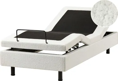 Produktbild von BELIANI Plattform Bett Cremeweiß Bouclé 80 x 200 cm Elektrisch Praktisch Kopfstütze und Fußteil Verstellbar 1 Fernbedienung Bequeme Sitzstellung Modern