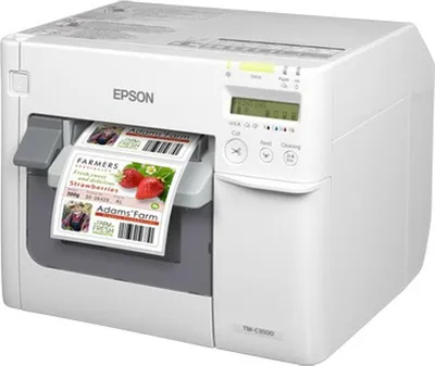 Immagine prodotto di Epson ColorWorks C3500, stampante a getto d'inchiostro, risoluzione di 720 x 360 DPI, velocità di stampa di 103 mm/s, colore, alimentazione tramite cavo, colore bianco