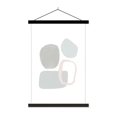 Produktbild von MuchoWow® Textilposter Linienkunst - Abstrakt - Pastell 60x90 cm mit schwarzem Rahmen - Poster Wohnzimmer