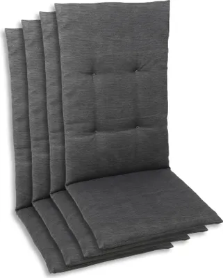Produktbild von GO-DE Textil, Sesselauflage Hochlehner, 4er Set, Farbe: grau, Maße: 118 cm x 48 cm x 5 cm, Rueckenhoehe: 70 cm
