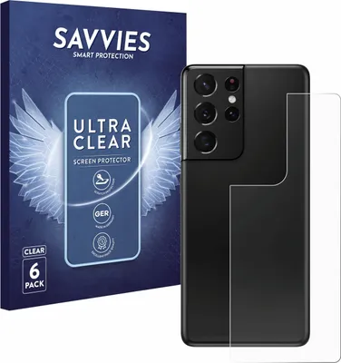 Produktbild von 6x Für Samsung Galaxy S21 Ultra 5G (Rückseite) Schutzfolie Savvies Displayschutz Display Schutz Folie Klar Transparent